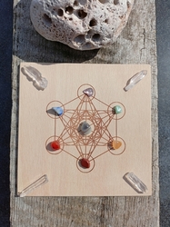 Merkaba-dřevěná podložka pro krystalové mřížky 20 cm