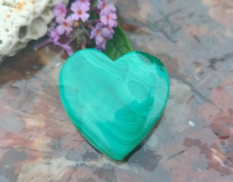 Malachit srdce 4 cm - SOULAD SRDCE A ROZUMU