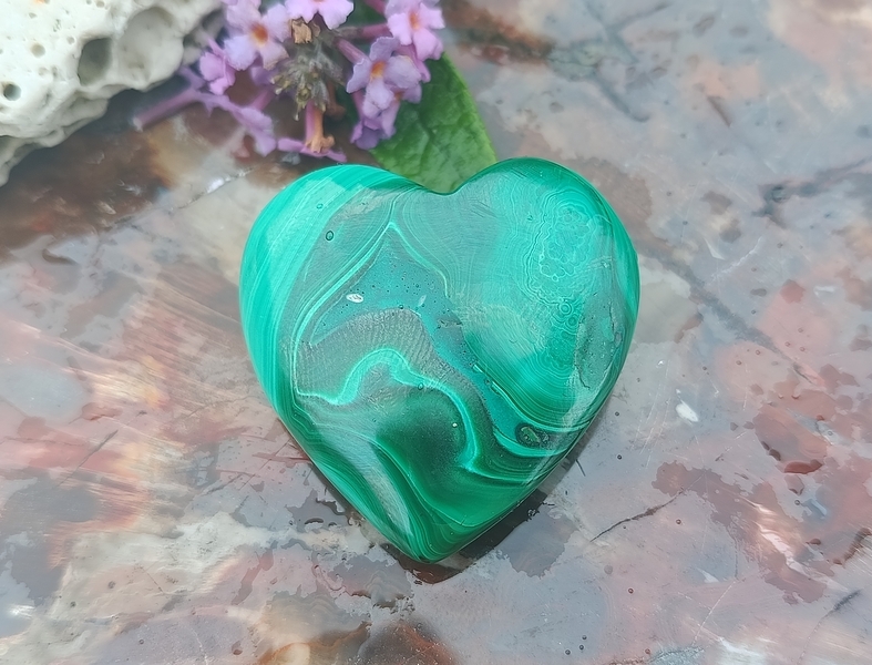 Malachit srdce 4 cm - SOULAD SRDCE A ROZUMU