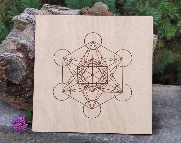 Merkaba-dřevěná podložka pro krystalové mřížky 20 cm