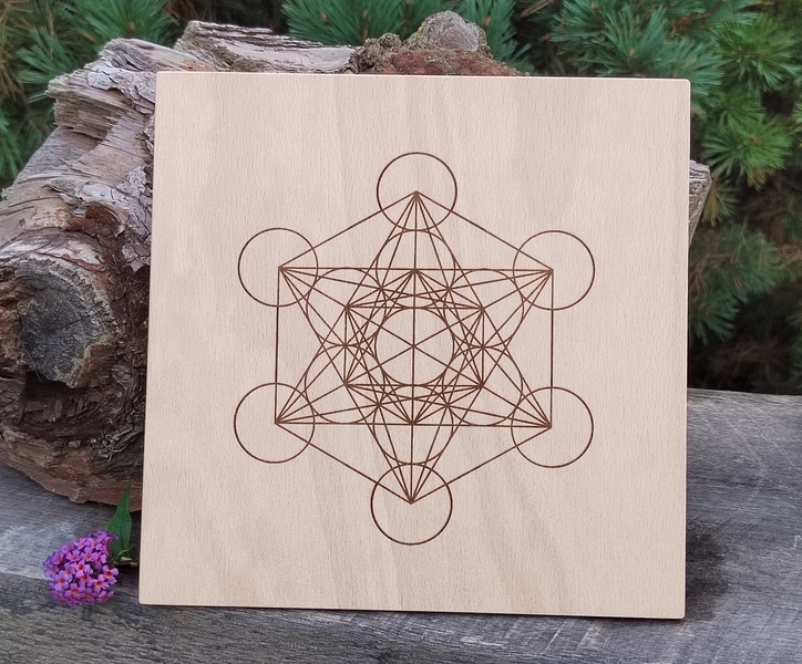 Merkaba-dřevěná podložka pro krystalové mřížky 20 cm