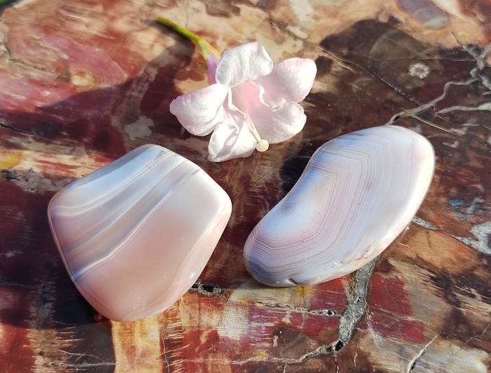 Achát růžový troml 26,9 g, SET 2 ks Botswana