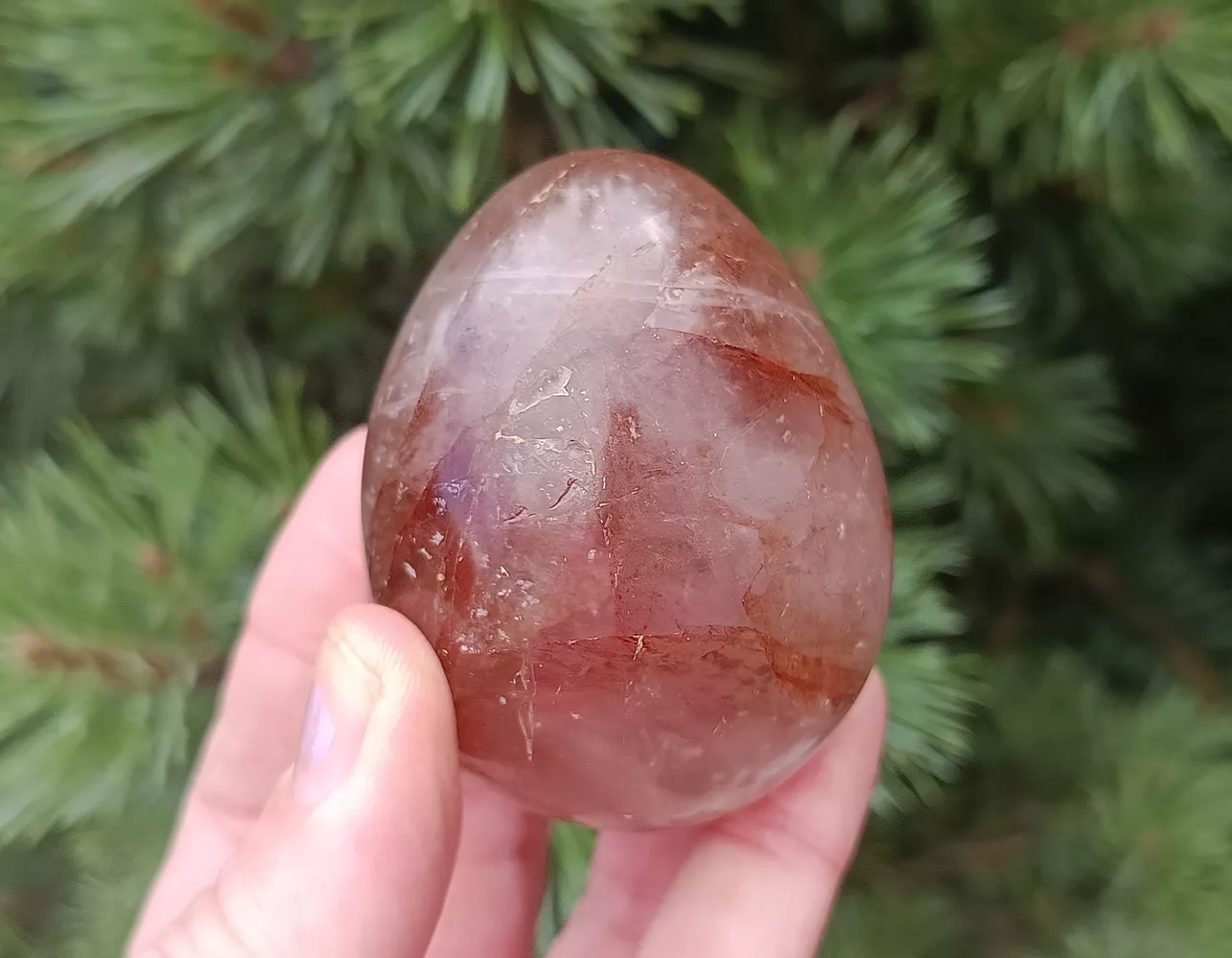 Křišťál s hematitem vejce 239 g - DRÁČEK